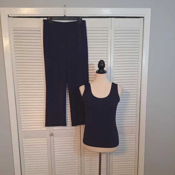 Chicos Easywear Navy Sleeveless 2 Pc Tank Pant Set Sz 0 1 Short *V - Picture 3 of 8